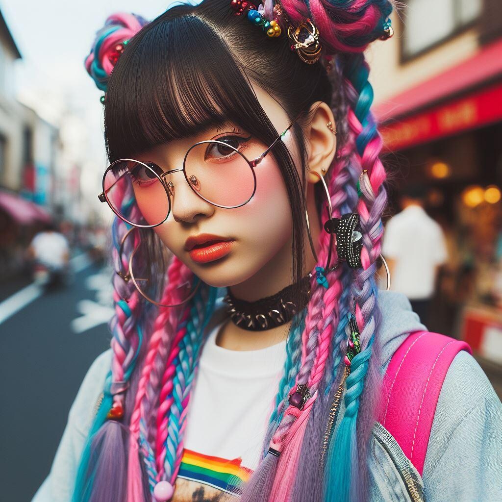 眼鏡三つ編みガール