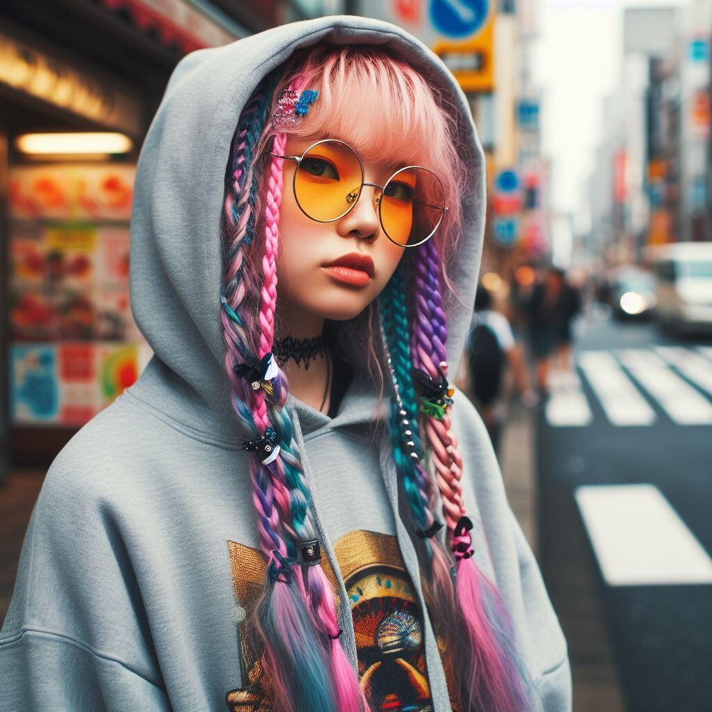 眼鏡三つ編みガール