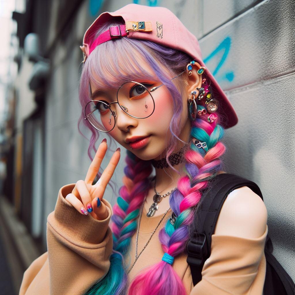 眼鏡三つ編みガール