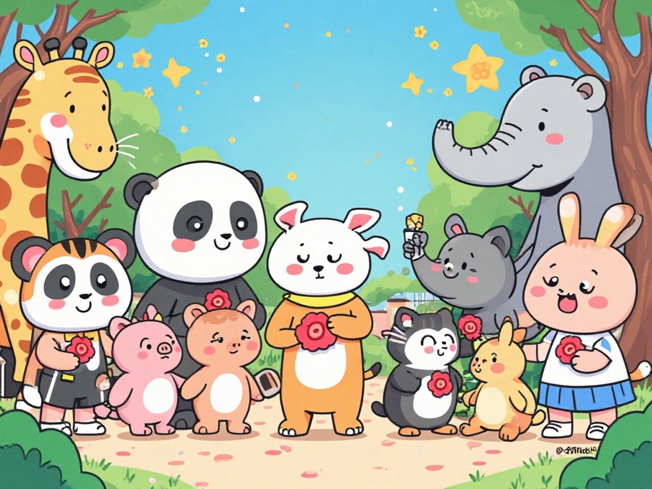 ４おめでとう動物の一年生入学式 | の人気AIイラスト・グラビア