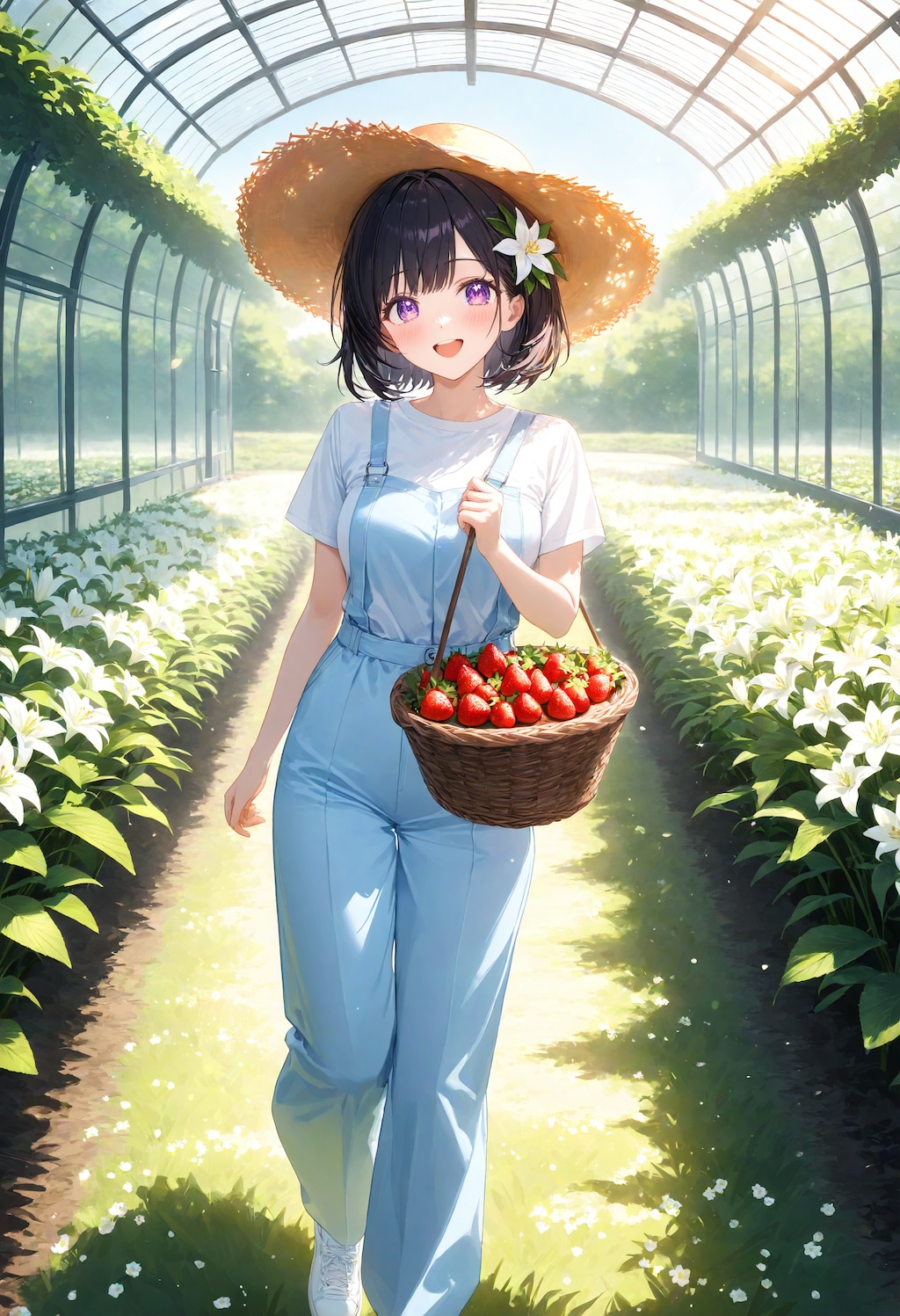 いちご狩り中のひまり