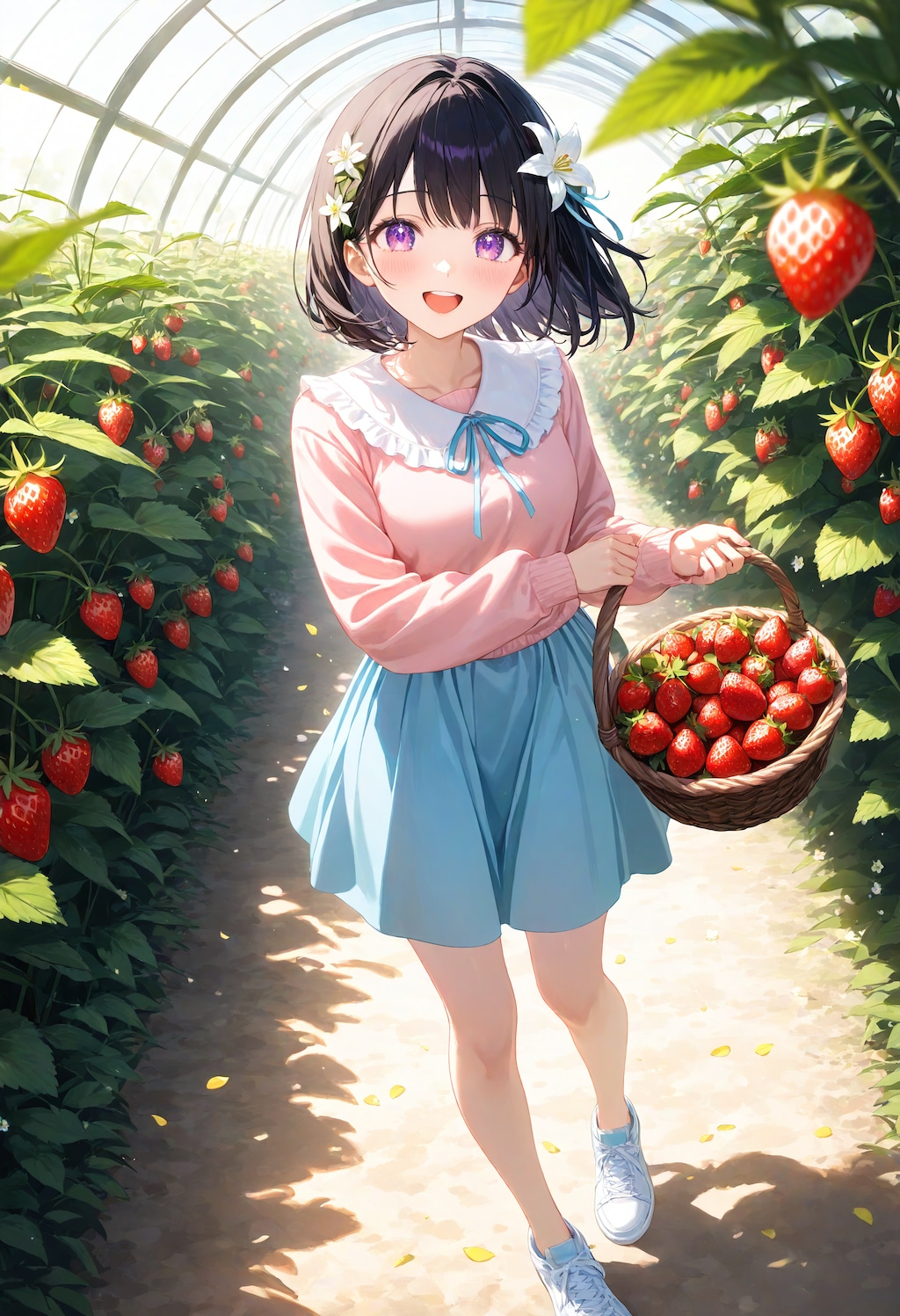 いちご狩り中のひまり