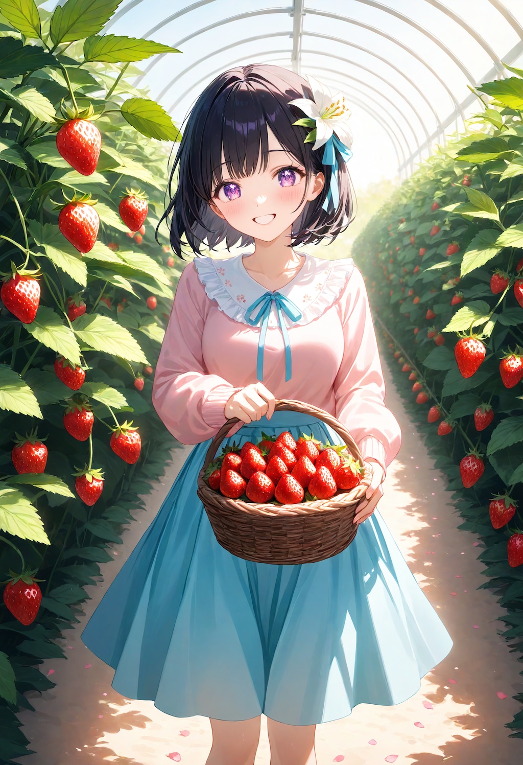 いちご狩り中のひまり