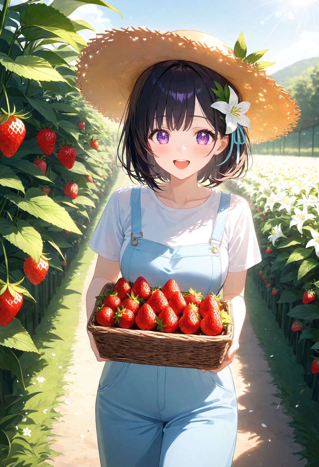 いちご狩り中のひまり