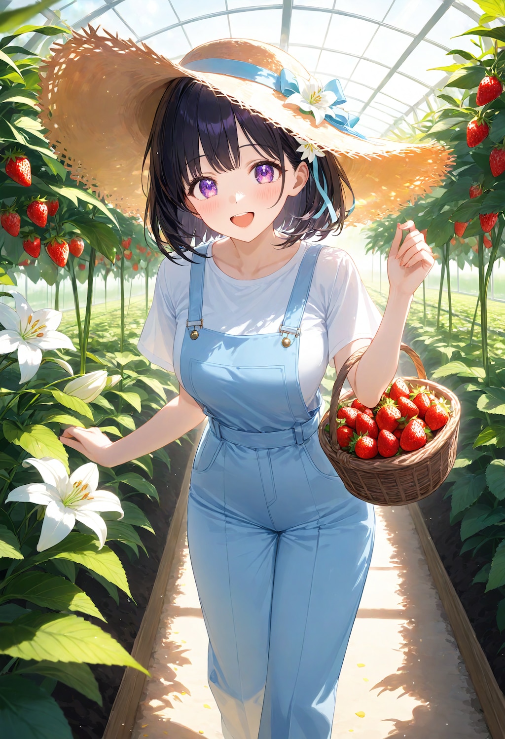 いちご狩り中のひまり