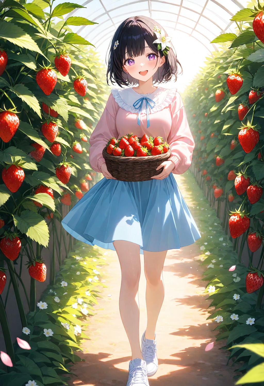 いちご狩り中のひまり