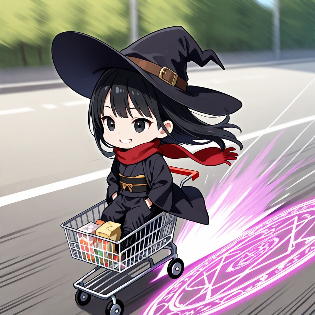 買い物帰りの魔女さん