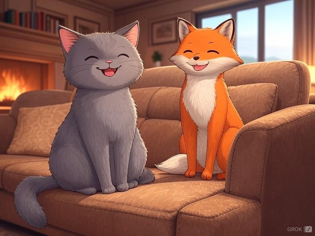 後方見守りネコノと後方見守りキツネは シズクとゆりなを観察する【うちの子交流会】