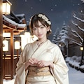 着物美人♡②（雪の夜） 6枚目