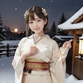 着物美人♡②（雪の夜） 7枚目