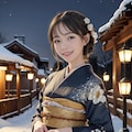 着物美人♡②（雪の夜） 9枚目