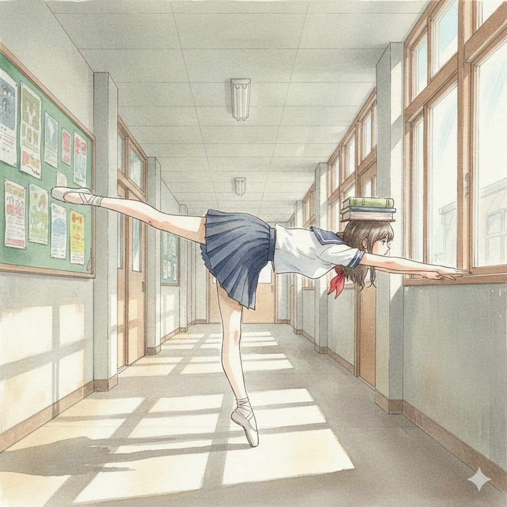 頭に本を乗せる