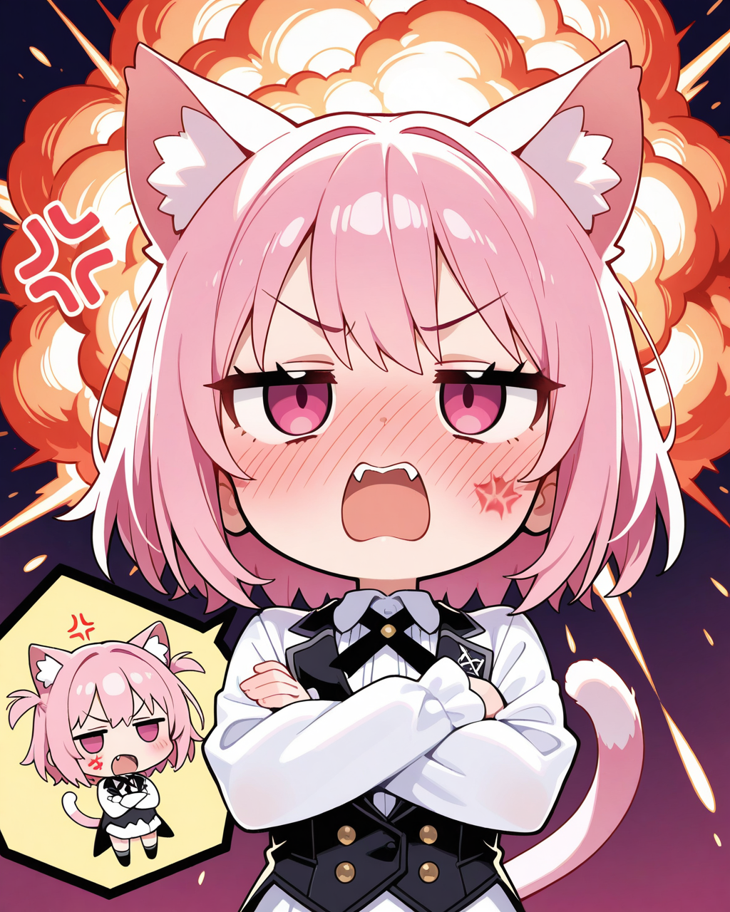 叡智な作品を投稿してしまった作者に怒る、企画部長ねこ。 | の人気AIイラスト・グラビア