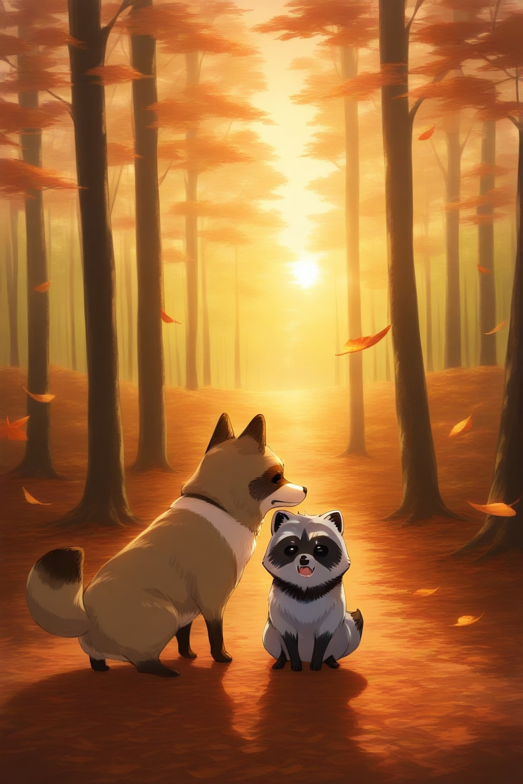 森の黄昏、ふたりの足跡 | の人気AIイラスト・グラビア