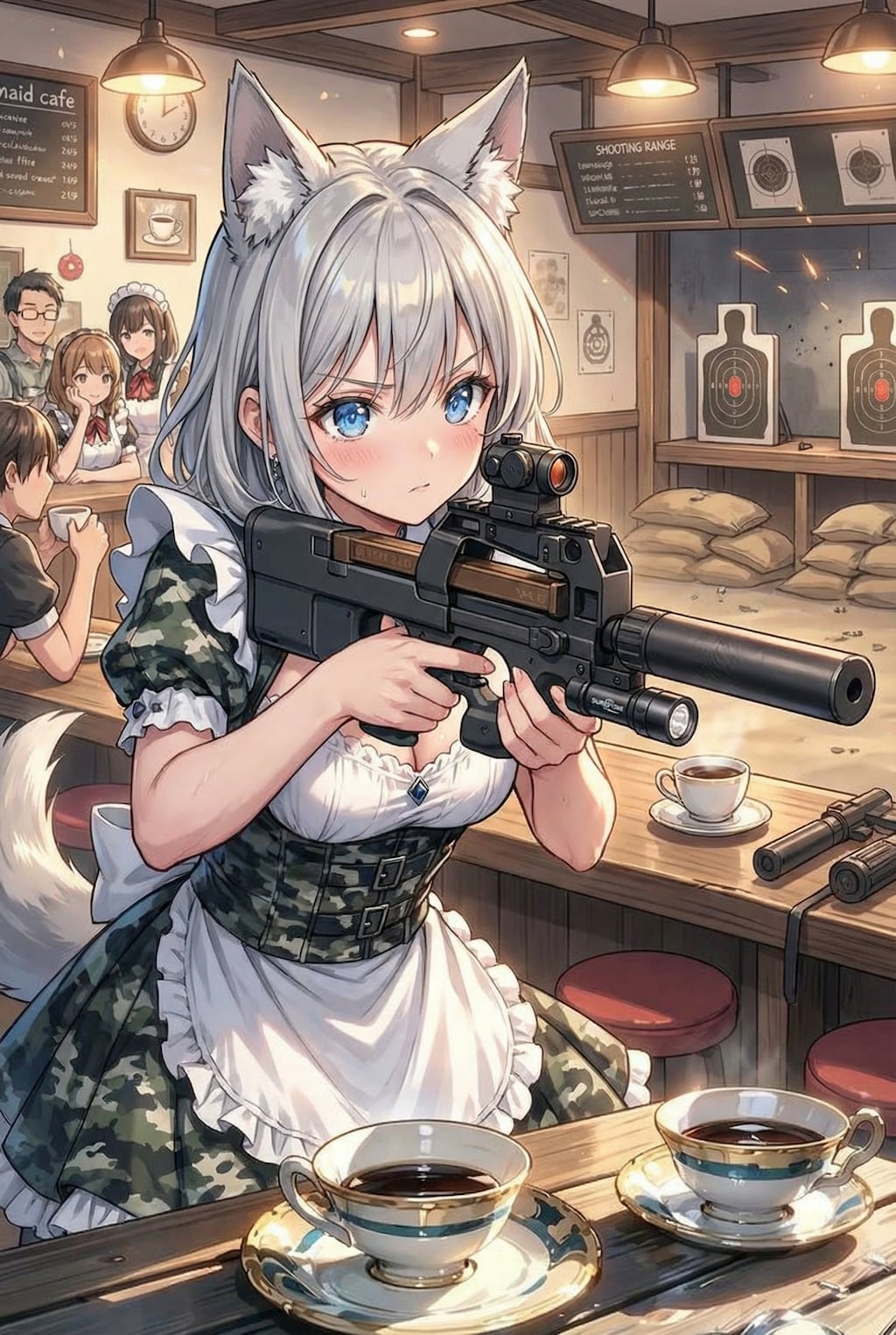 カモフラメイドカフェで射撃イベント💥💥💥