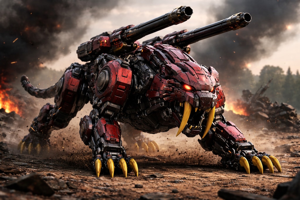 AIガチャ獣機 情景画像＆フィギア（瞳LED発光）