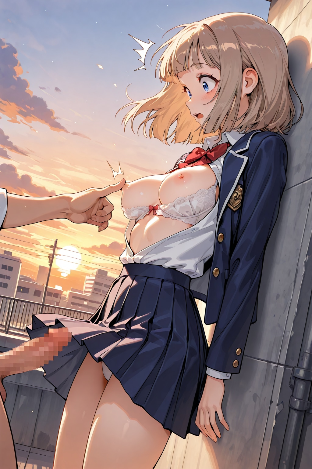 学校の屋上で…