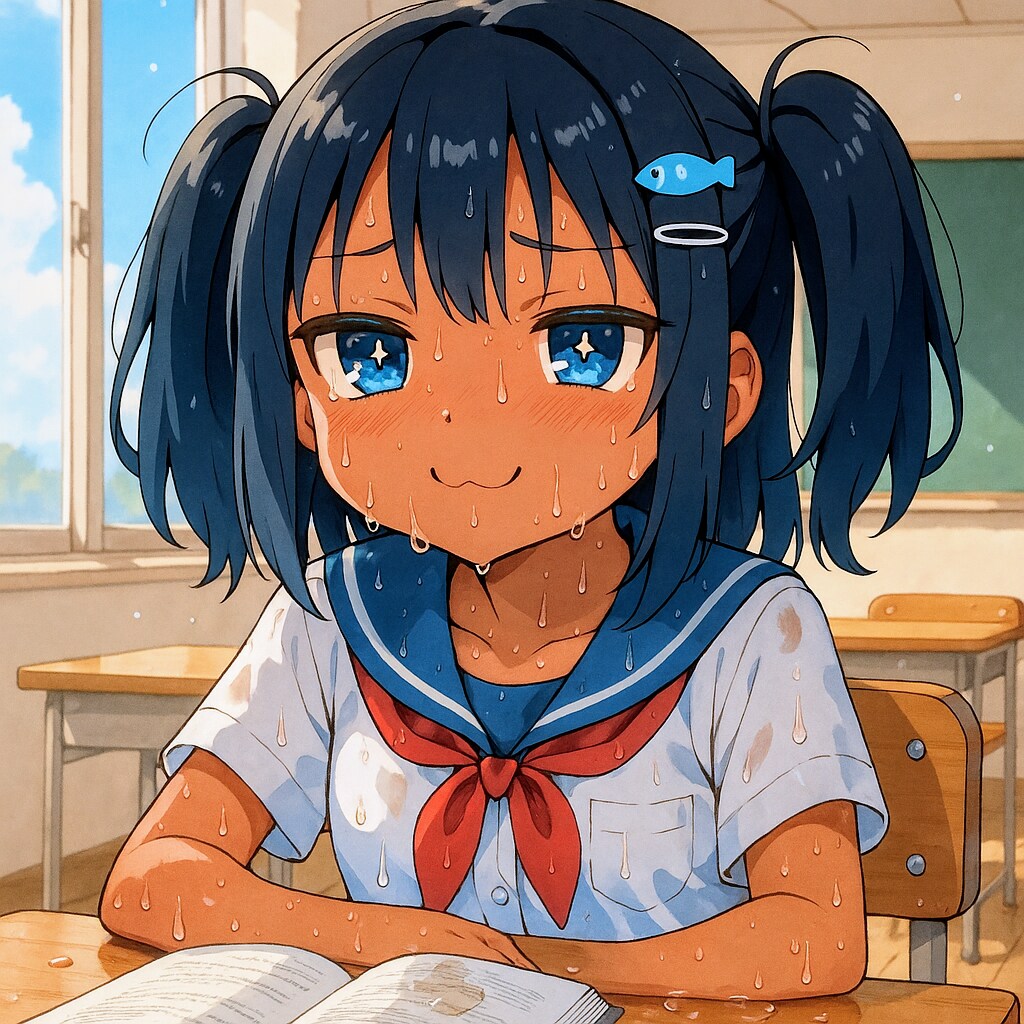 汗で教科書が濡れちゃったこなつちゃん