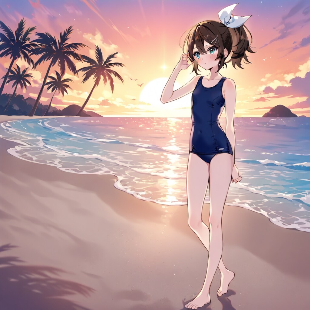 リゾート地でスク水