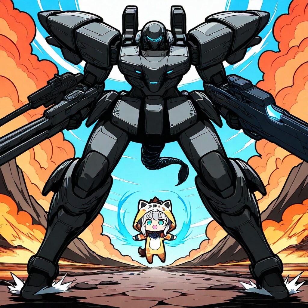 巨大ロボとキリン着ぐるみちび子ちゃん | の人気AIイラスト・グラビア