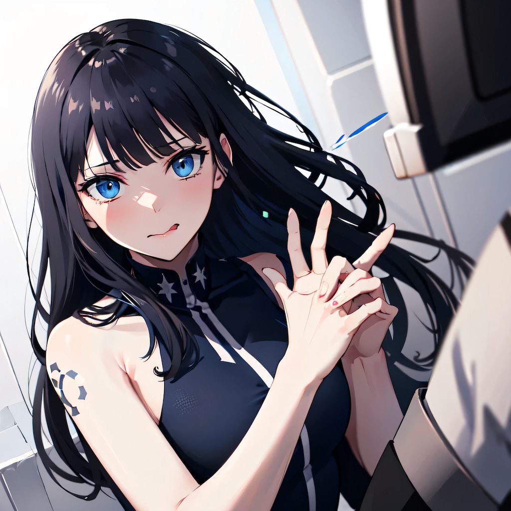 黒髪ロングの舌出し少女２５