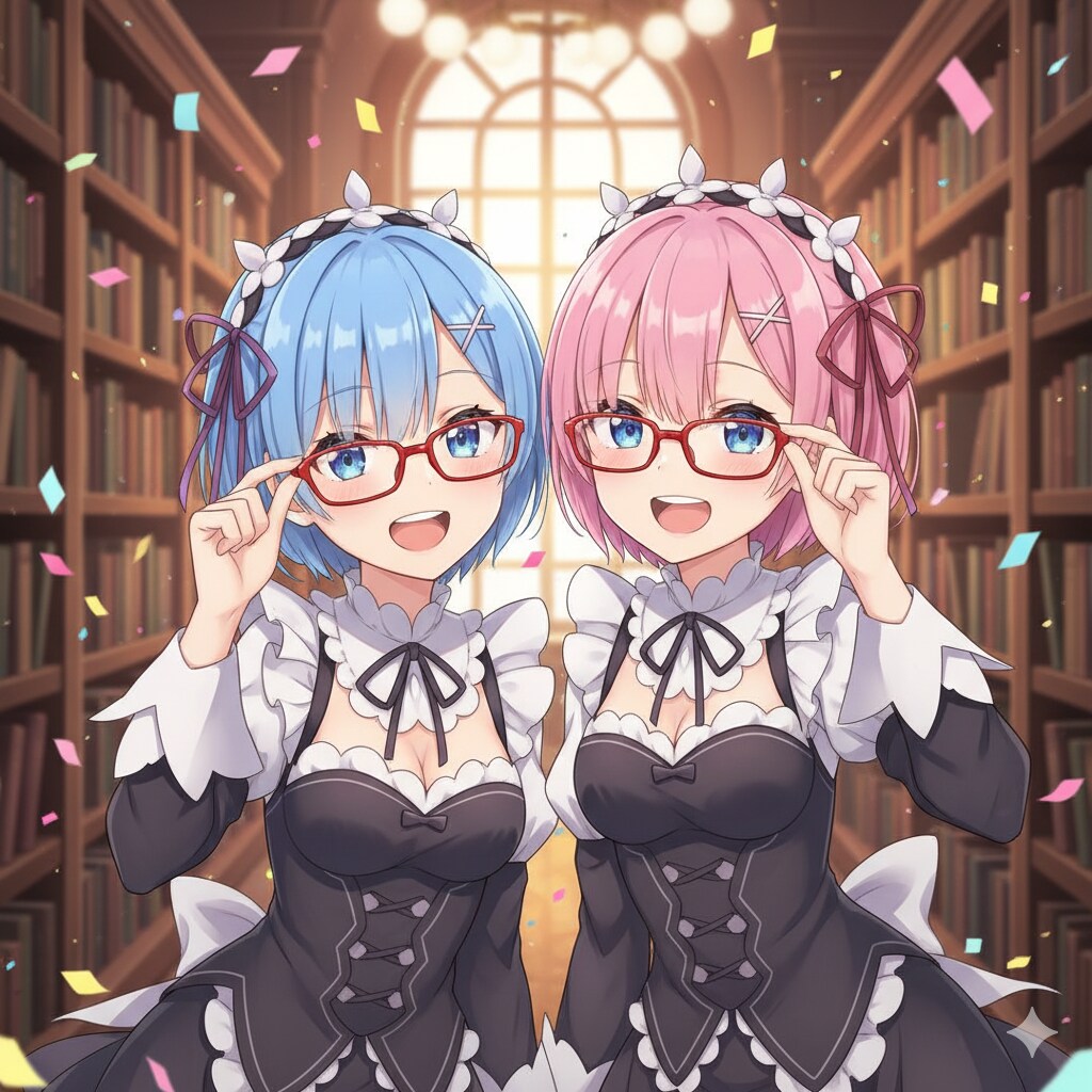 レムさんとラムさんの眼鏡姿