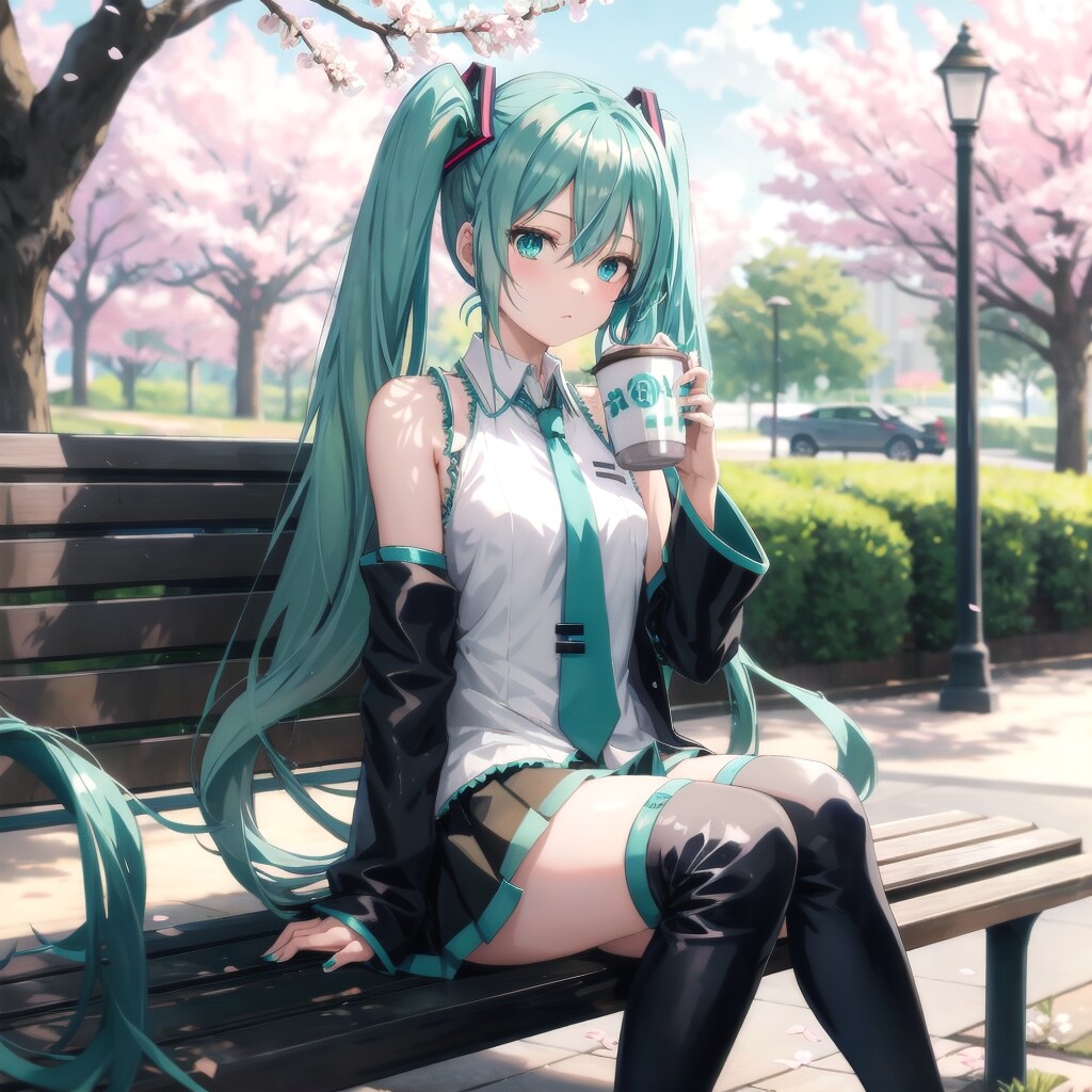 公園ベンチでコーヒー | の人気AIイラスト・グラビア