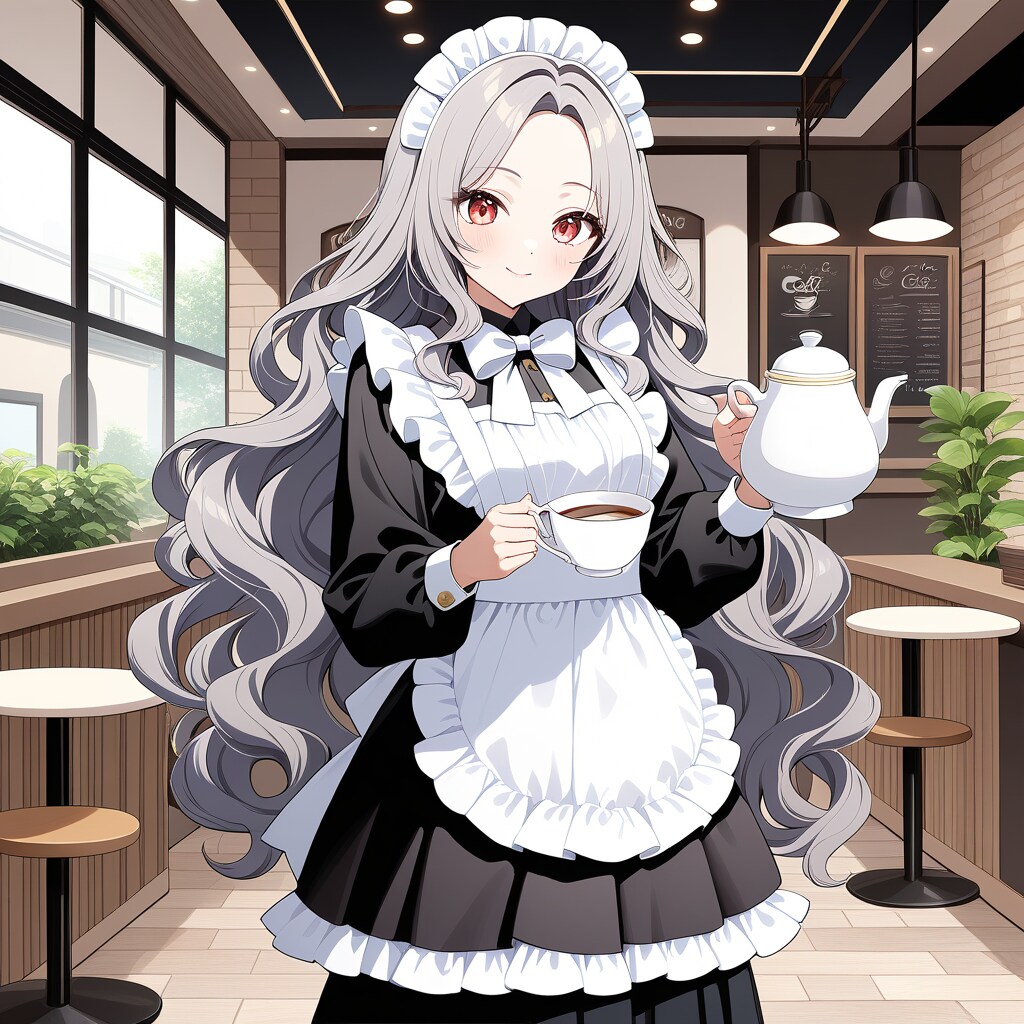 カフェのメイド店員