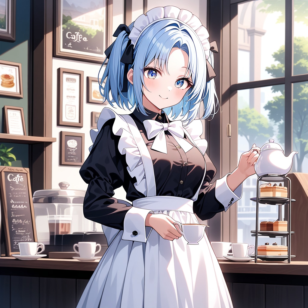 カフェのメイド店員