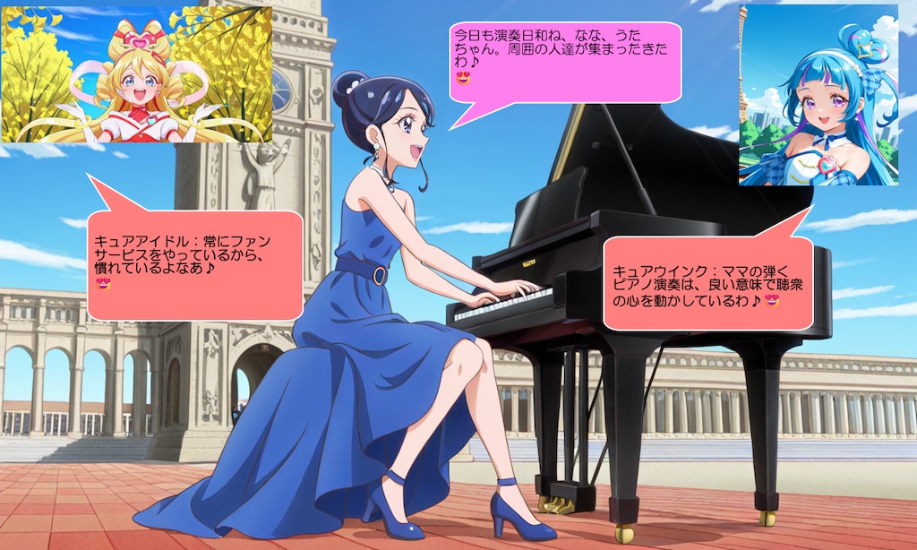 蒼風睦美、凱旋門の前で演奏する