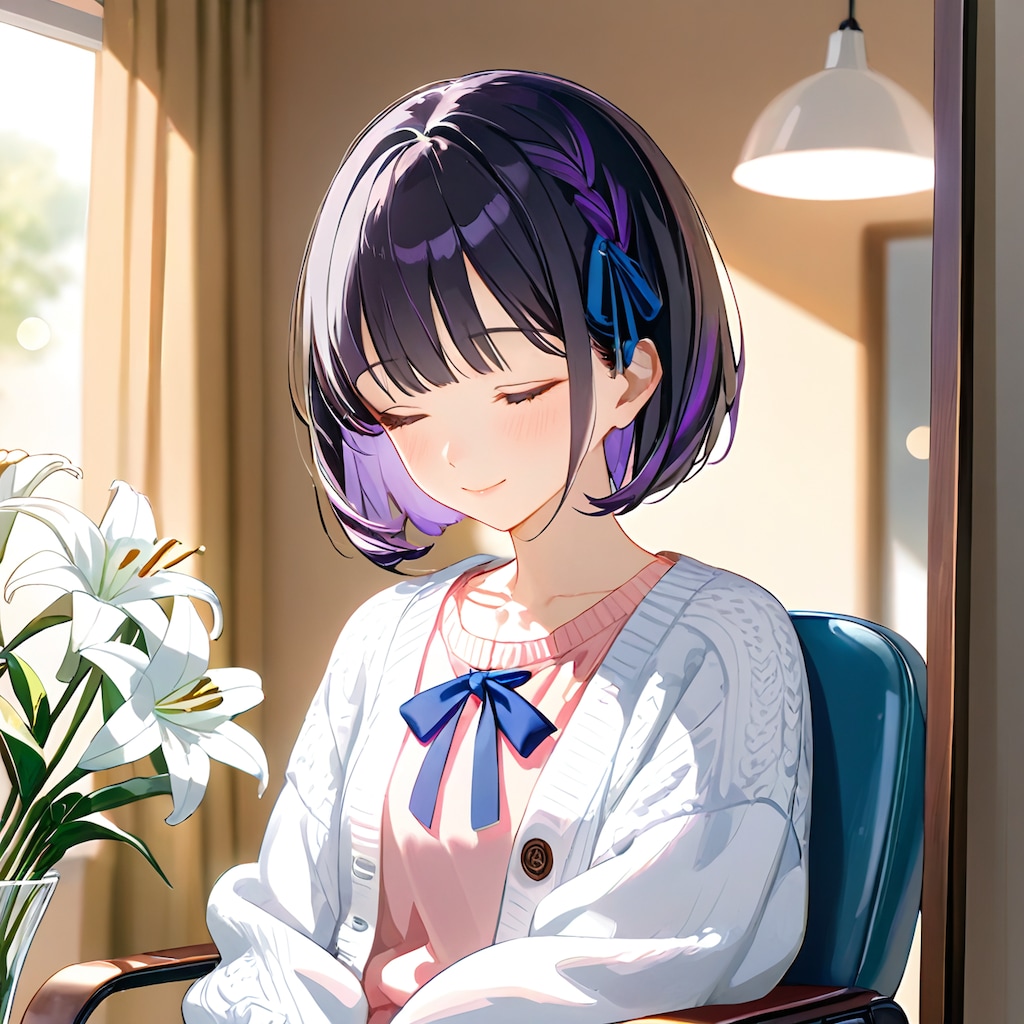 美容院で居眠り中のひまり