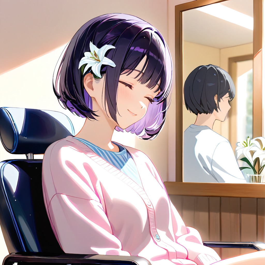 美容院で居眠り中のひまり