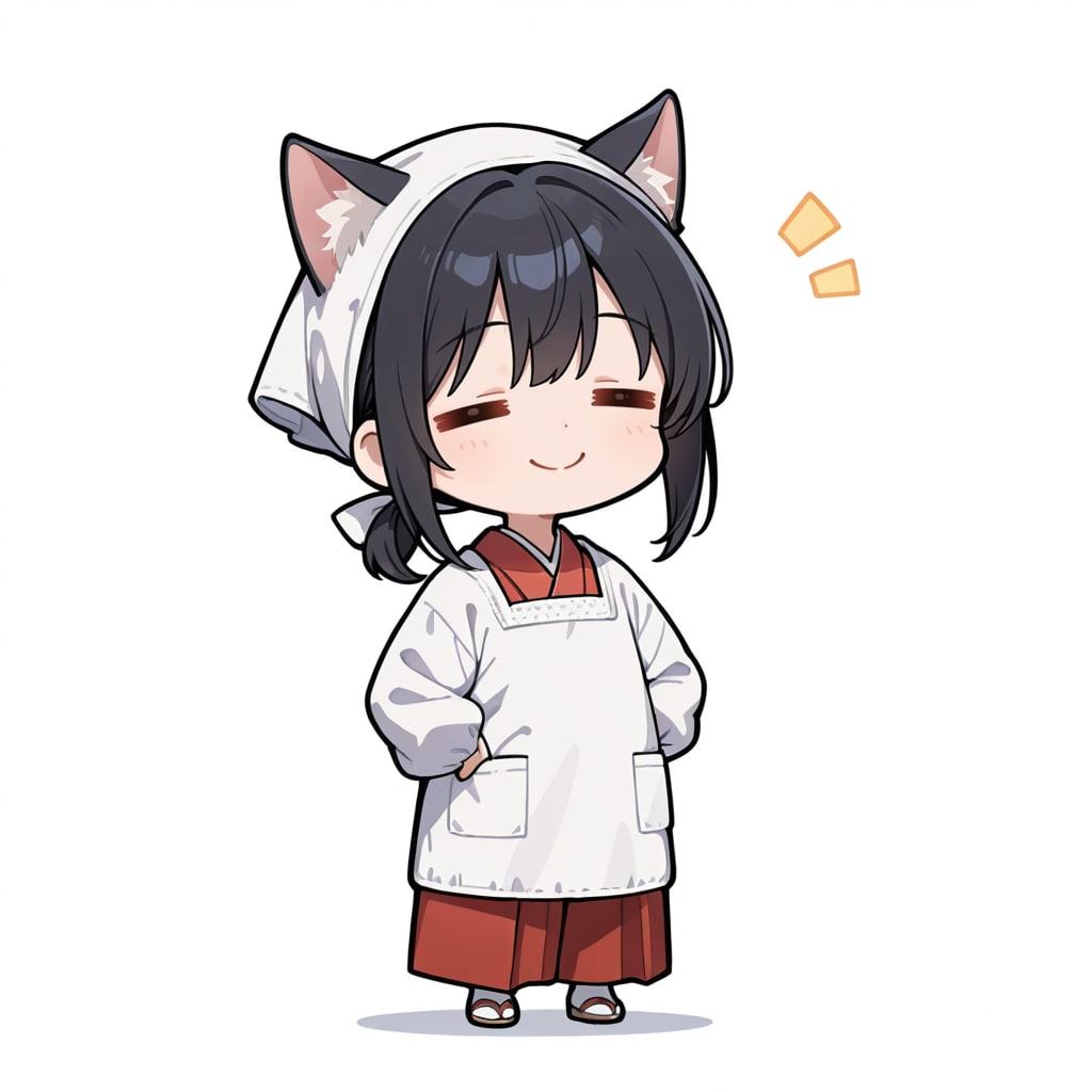 割烹着と猫子さん