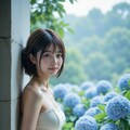 紫陽花とドレスの女性 2枚目