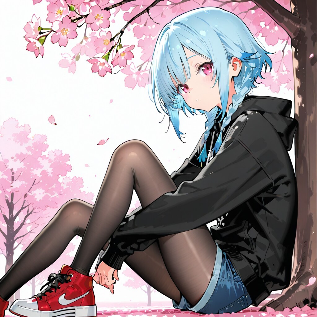 桜の木の上で寝るメル