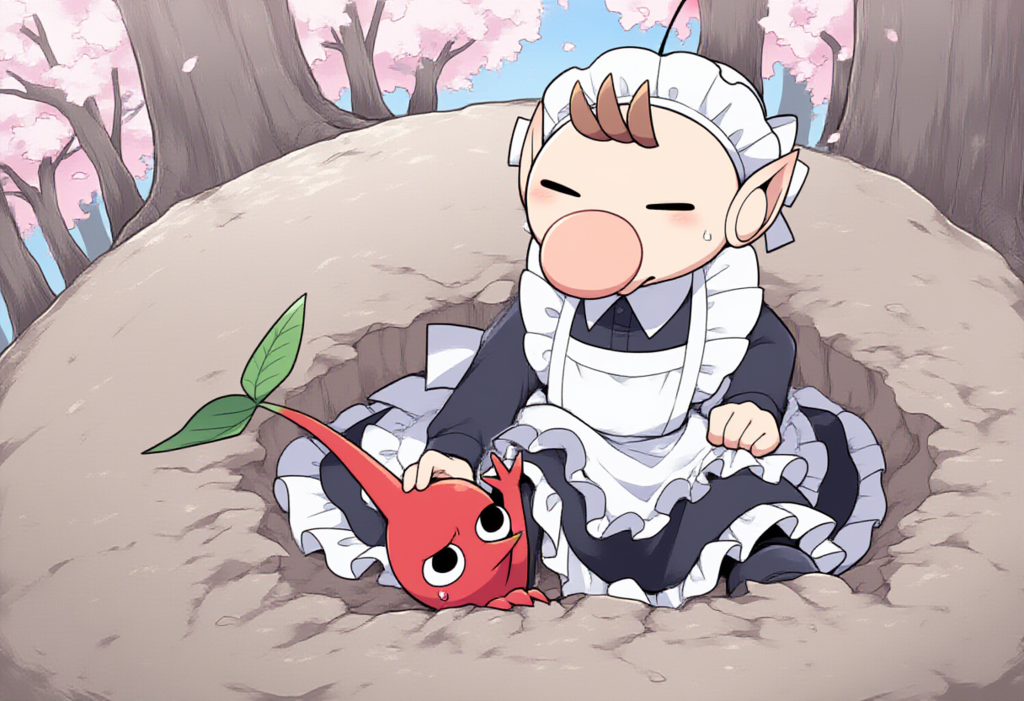 ピクミン　オリマー（メイド姿）　赤ピクミンを抜く