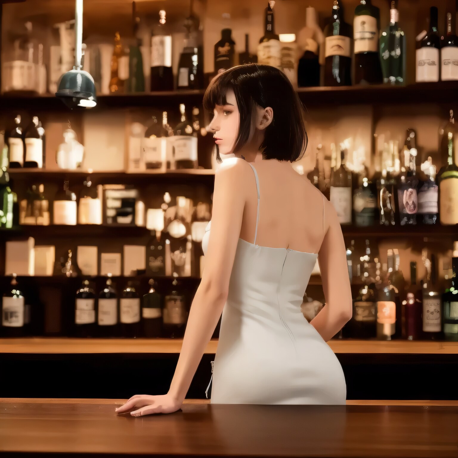 黒髪ボブで酒場の美女５ | の人気AIイラスト・グラビア