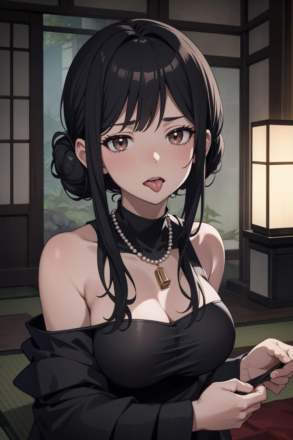 喪服の婦人