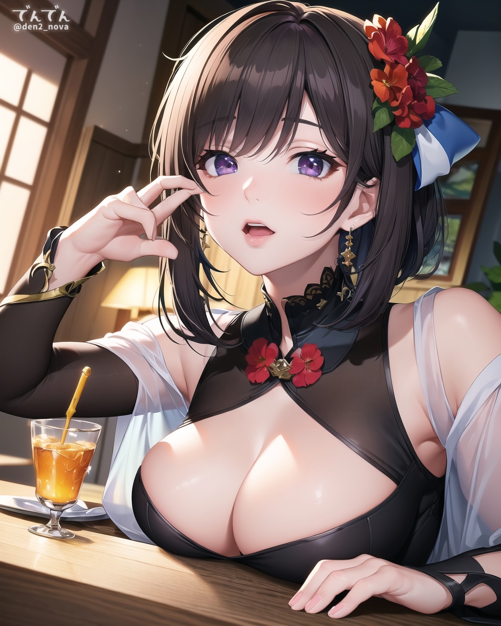自撮りを元にしたイラスト