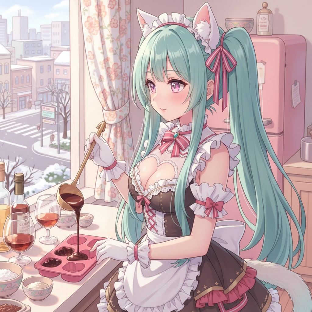 みどツイにゃん。バレンタインメイド。チョコ作り