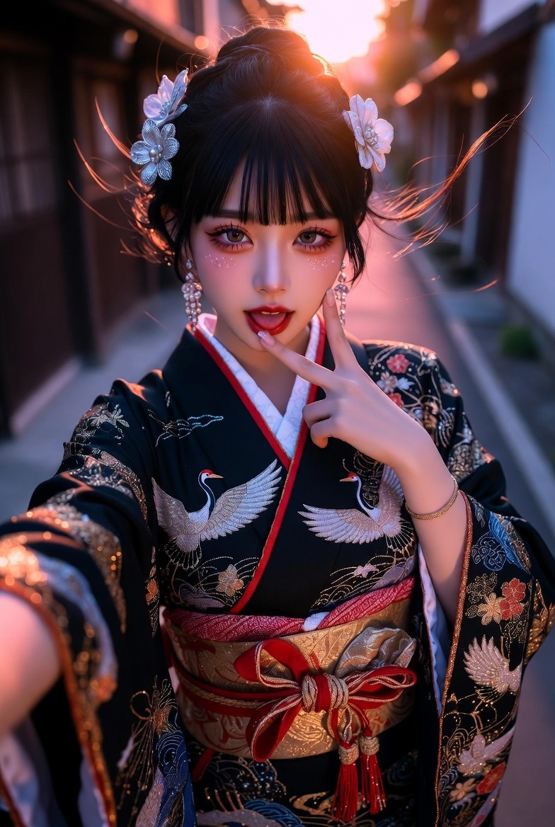 振袖自撮り | の人気AIイラスト・グラビア