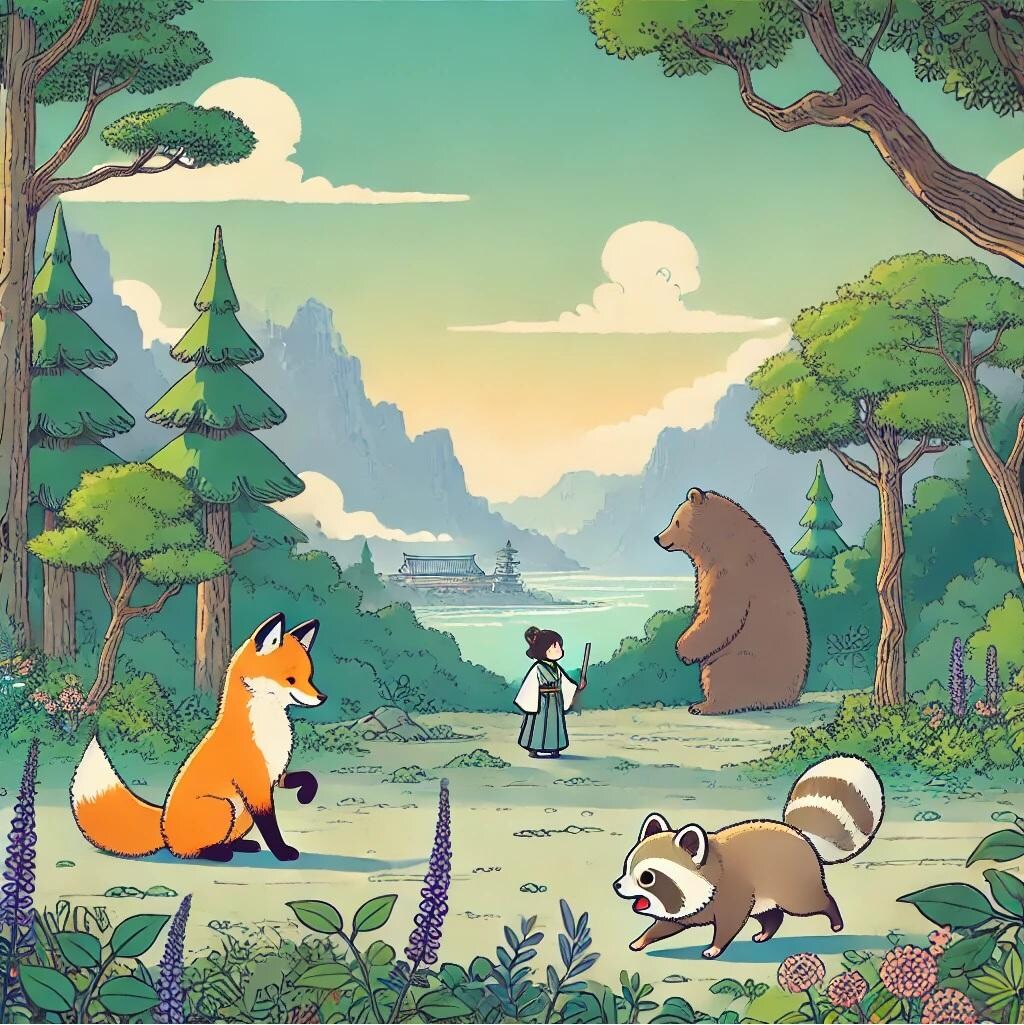 きつねとたぬきの森あそび