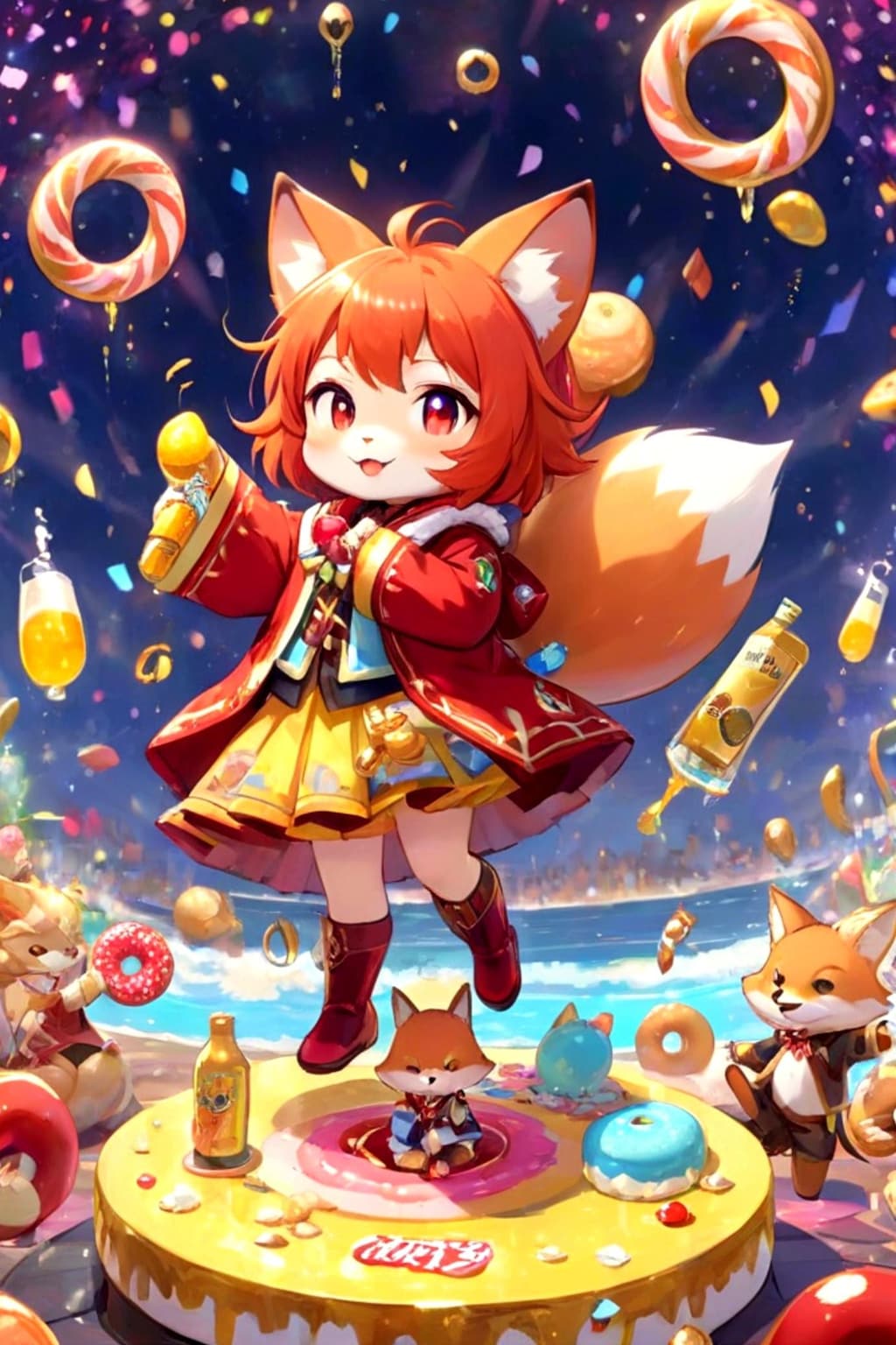 オキツネ神社祭の赤髪ちゃん