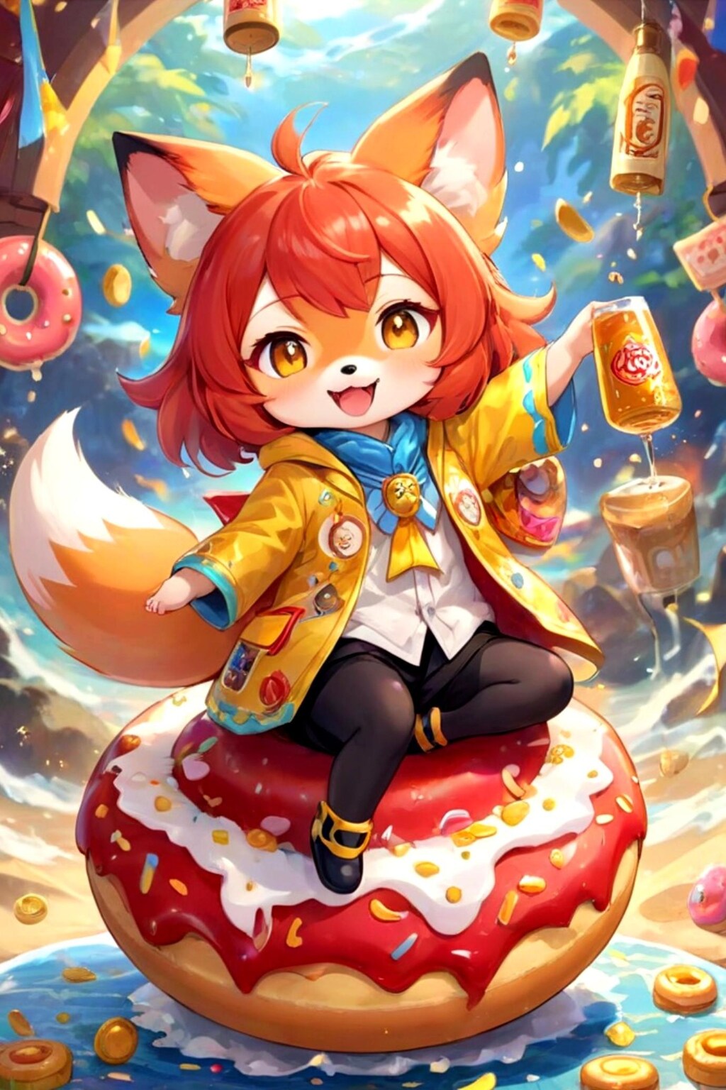 オキツネ神社祭の赤髪ちゃん