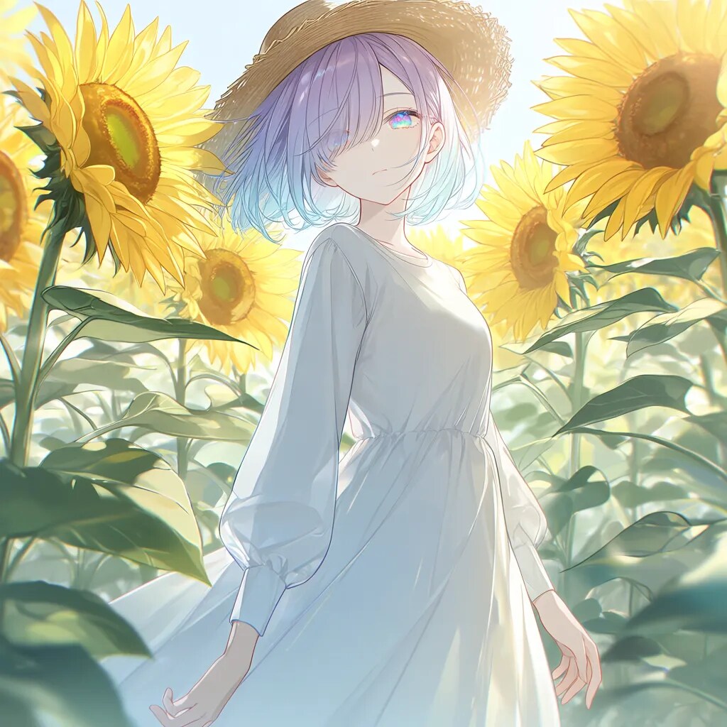 ミラとひまわり畑