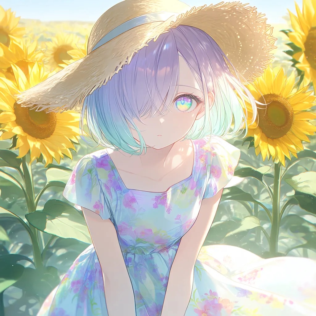 ミラとひまわり畑