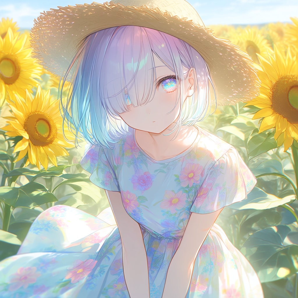 ミラとひまわり畑