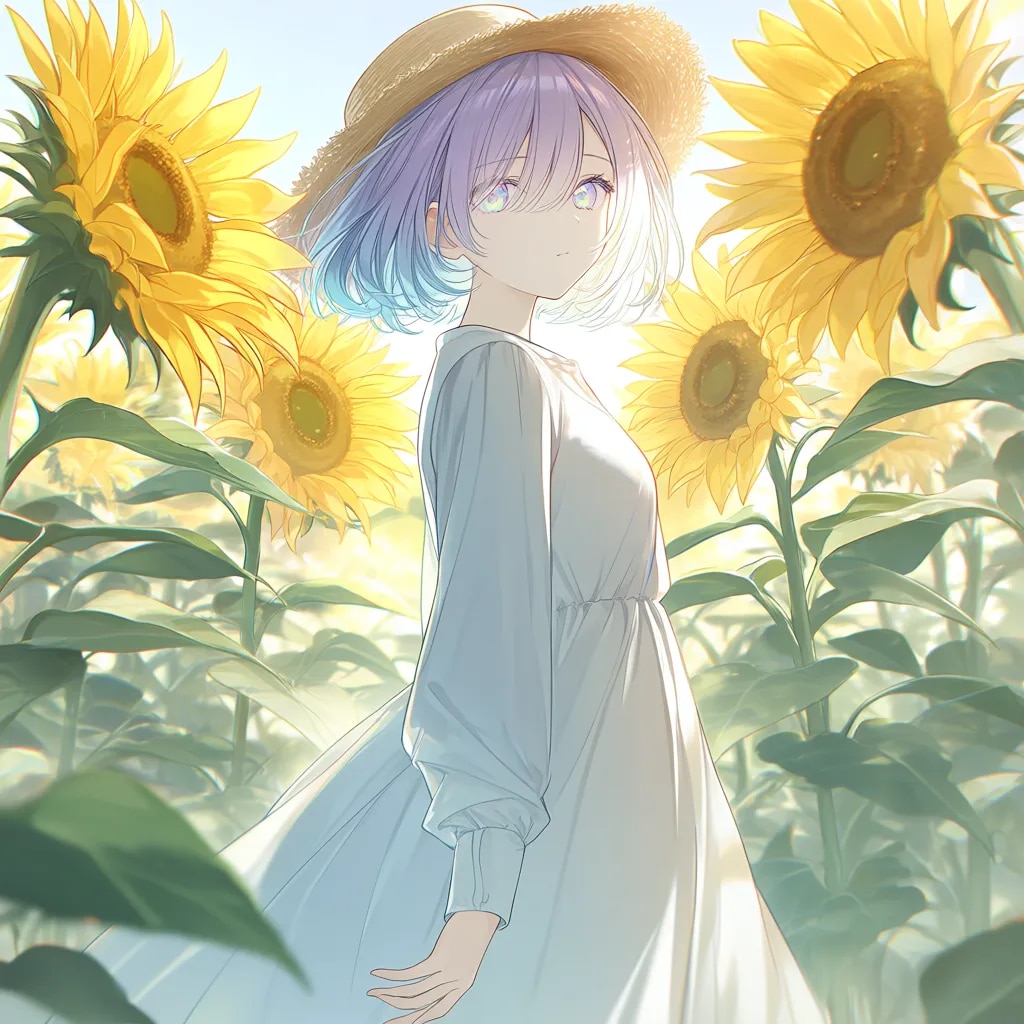 ミラとひまわり畑