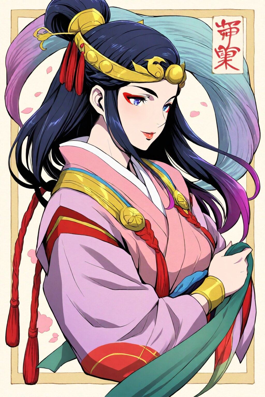 現代絵画風浮世絵風和服美人