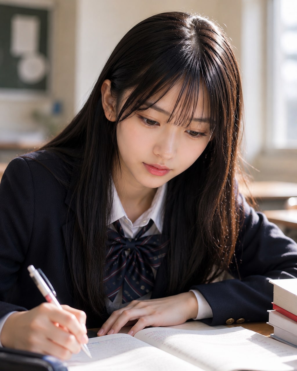 お昼の美人学生さん
